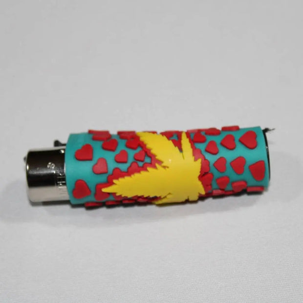 lighter with yellow marijuana leaf