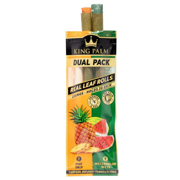 King Palm REAL LEAF King Size Rolls (2 Gram) - Dual Pack W/Packing Stick