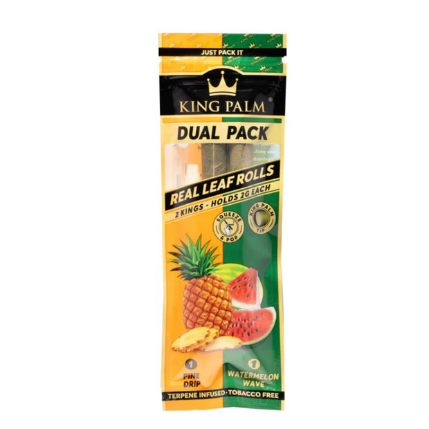 King Palm REAL LEAF King Size Rolls (2 Gram) - Dual Pack W/Packing Stick