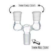 Double Bowl Joint Adapter - 14mm Male to Dual 14mm Female