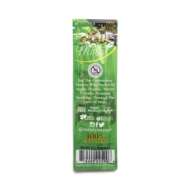 outside packaging of minty's leaf wraps